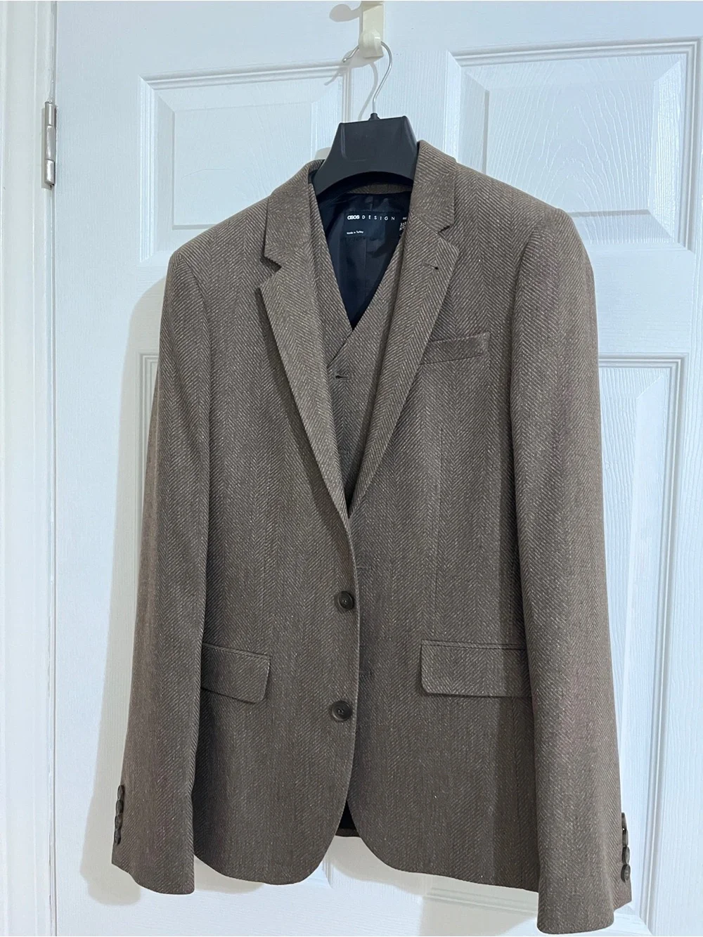 NWOT ASOS Brown Herringbone Two-Button Blazer